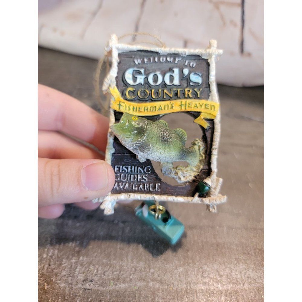 Welcome to God's Country Fisherman Heaven bass‎ ornament Xmas decor